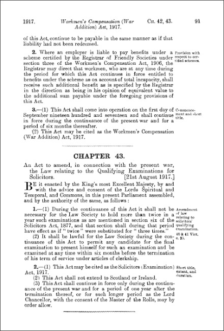 Solicitors (Examination) Act 1917