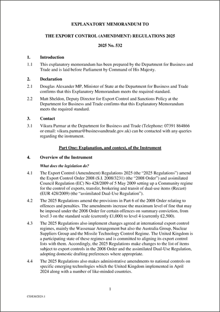 UK Explanatory Memorandum 2